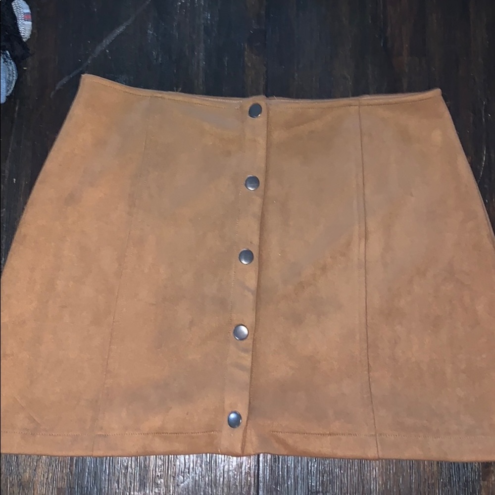 Brown velour button down mini skirt size S